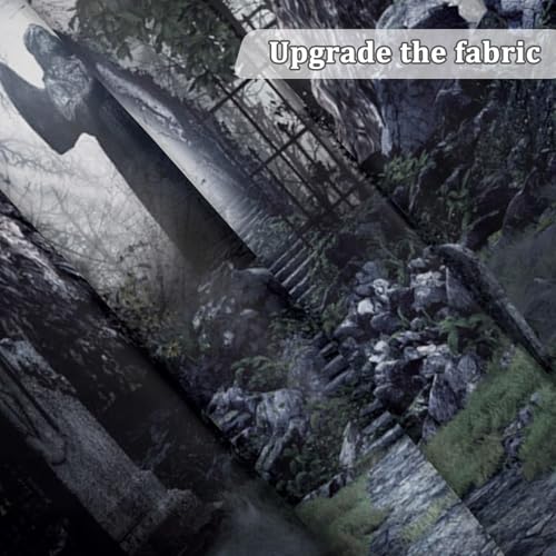 Renaiss Dark Forest Backdrop Fabric Dilapidated Stone Path in Dark Woods Leading to Bright Exit Photography Background Scary Halloween Photoshoot Backdrop 7x5ft - color: Dark Grey, size: 7Wx5H FT