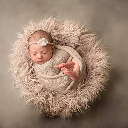 D&J DON&JUDY Baby Newborn Photography Props 29.5x19.7inch Photo Faux Fur Quilt Blanket Backdrop Grey Sand - color: 29.5x19.7 Inch Grey