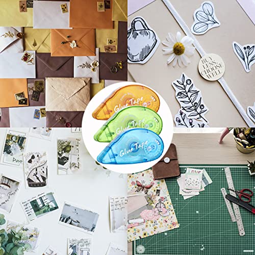 12 Pack Double Sided Tape Roller, Scrapbooking Tape, Permanent Adhesive Tape Dispenser Runner for Crafts and Arts Projects, Photo-Safe - color: Yellow+green+blue
