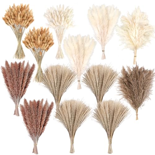 300 PCS Dried Pampas Grass Decor, Dried Flower Bouquets for Wedding, Home, Centerpiece Table, Modern Home, Western Living Room, Nurserie, Nursery, Boho Room, Beach, Women Office, and Boho Decor