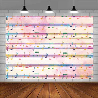 8x8FT Pink Theme Music Notes Backdrop Colourful Music Notation Photography Background for Newborn Girl Baby Shower 1st Birthday Senior Pictures Party Decorations Photo Booth Props Supplies - size: 8x8ft