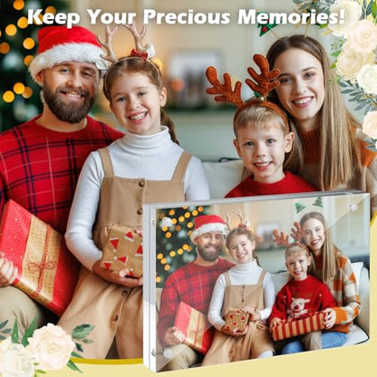 12 Pack 4X6in Acrylic Picture Frame, Clear Picture Frames Double Sided Magnetic Freestanding Photo Block Frame Desktop Display Floating Frameless Acrylic Frame Stand - size: 4X6