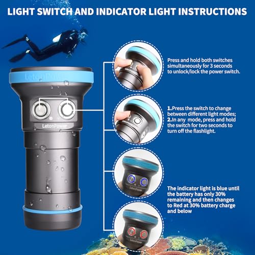 Shark CB 6000 Lumen Dive Light for Underwater Photography, 120m Underwater Video Light 96 CRI with 120 Degree Wide Beam Angle Scuba Flashlight for Professional Dive Photography Fill Light - size: Shark CB