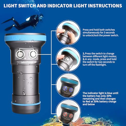 Shark CB 6000 Lumen Dive Light for Underwater Photography, 120m Underwater Video Light 96 CRI with 120 Degree Wide Beam Angle Scuba Flashlight for Professional Dive Photography Fill Light - size: Shark CB