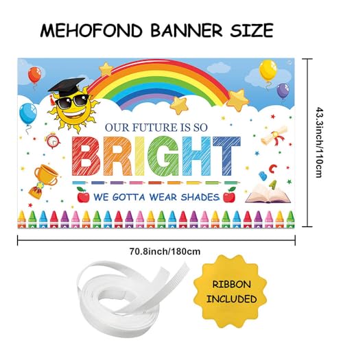 MEHOFOND Bright Future Kindergarten Graduation Backdrop Rainbow Kids Graduation Party Decoration Preschool Classroom Graduation Photo Booth Background 6x3.6ft - color: Blue, size: 6x3.6ft