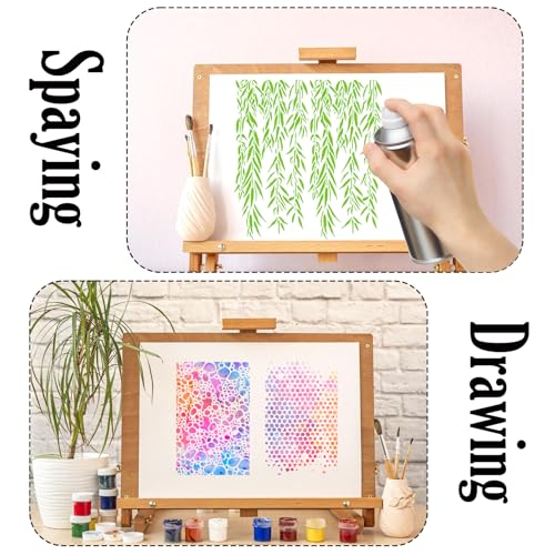 19pcs Stencils for Crafts Reusable Musical Notes Brick Branches Floral Texture Dot Background Template Drawing Layering Stencils for Painting on Wood Scrapbook Furniture Paper Card Decor(crafts19)
