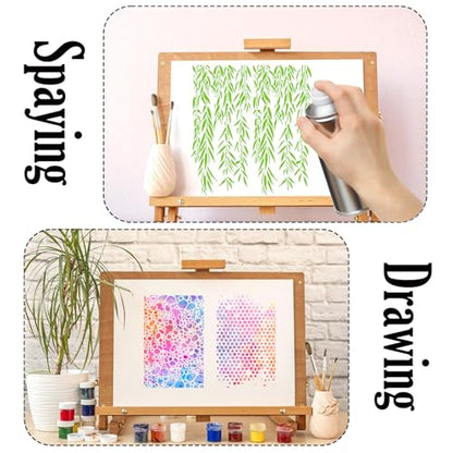 19pcs Stencils for Crafts Reusable Musical Notes Brick Branches Floral Texture Dot Background Template Drawing Layering Stencils for Painting on Wood Scrapbook Furniture Paper Card Decor(crafts19)