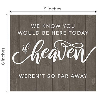 We Know You'd Be Here Today Rustic Memorial Sign / 9" x 8" Wood Design Remembrance Sign For Weddings And Anniversaries - color: Wood, style: Heaven
