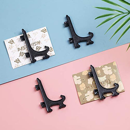 Artliving 3 Inch Black 12pcs/Set Plastic Easels Plate Display Stands Picture Frame Stand Holder - color: Black, size: 3 Inch (12 Pack)