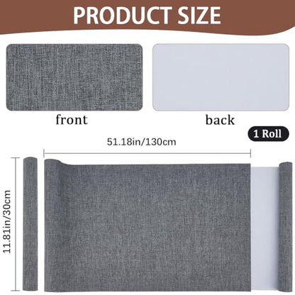 CRASPIRE 51 x 11.8 Inch Grey Book Cloth Book Binding Cover Fabric Surface Paper Backed A4 to A8 Linen Polyester Woven Bookcover for Books Album Scrapbooking Archival DIY Covering Bookbinding Protector - color: Gray-3