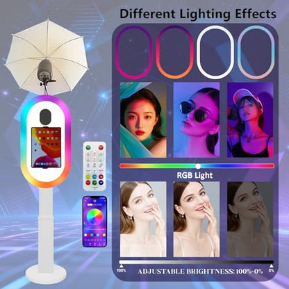 Soft-Light Umbrella Photo Booth Shell Compatible with iPad Tablet 10.2''-13'' Selfie Protable iPad Photo Booth Machine with Flight Case (White, Machine+Printer) - color: White, size: Machine+Printer