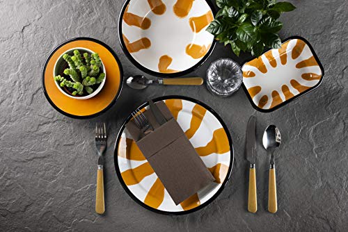 Moyes Home Brown Disposable Dinner Napkins with Pocket - Linen-Feel Pre-Folded Cloth-Like Paper Napkins for Silverware, Weddings, Dinner Parties, 16x16 in, Pack of 50 - color: Brown