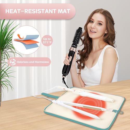 KarSyon Hot Tools Organizer Heat Resistant Mat Case Hair Tools Holder Travel Bag Portable Hair Styling Tools Cover Pouch for Curling Iron,Flat Iron,Hair Straightener (Teal) - color: Teal