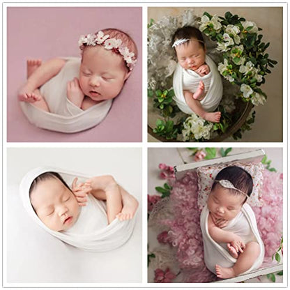Zeroest Newborn Photography Stretch Wrap Boy Girl Baby Wraps Photography Props - Baby Photo Prop Stretch Blanket (White) - color: White