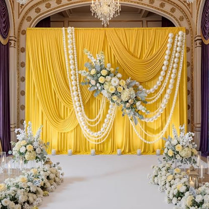 10x8ft Wrinkle Free Yellow Backdrop Curtain Panels, Thick Polyester Lemon Yellow Backdrop Drapes for Wedding Birthday Party Background Baby Shower - color: Yellow, size: 10ftx8ft