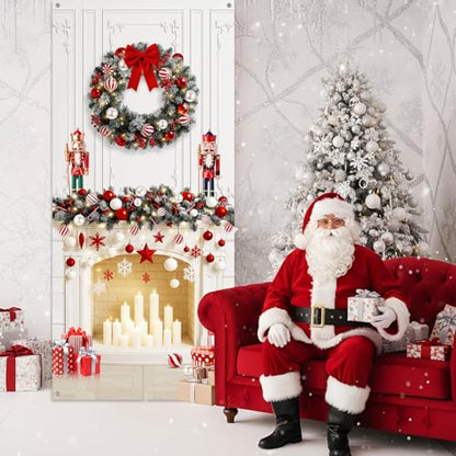 Buryeah Christmas Door Cover Decoration Christmas Fireplace Door Cover Xmas Nutcracker Banner Backdrop Photo Booth Prop Background for Winter Xmas Holiday New Year Party 6.5 x 3 Feet(Classic) - style: Classic