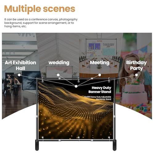 Jiang&Rong 10x10ft Heavy Duty Backdrop Stand Kit - Adjustable Step and Repeat Photo Banner Stand for Photography, Trade Shows, Photo Booths, Events(Black) - color: Black