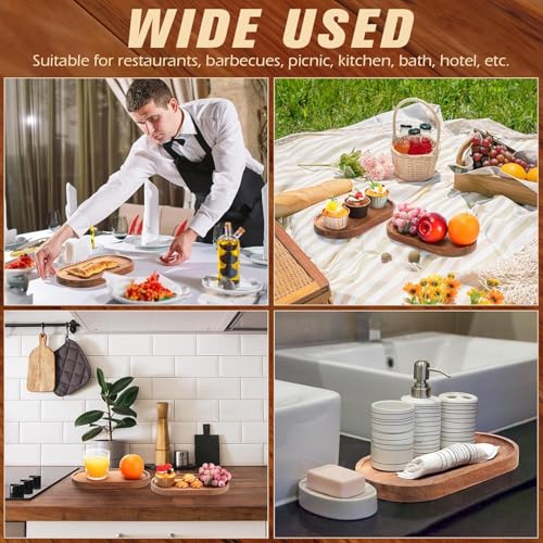 Linwnil Wood Serving Trays Charcuterie Boards Oval Wooden Plates Wood Serving Platter Cheese Dinner Plates Bulk for Dessert Snack Bread Fruit Appetizer Dishes (11.5x4Inch*12Pack) - size: 11.5" X 4"_12pack