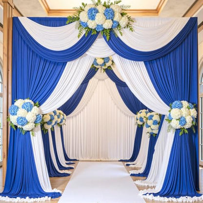 20ftx12ft Wrinkle Free Royal Blue Backdrop Curtain, 4 Panels 12FT Height Royal Blue Wedding Backdrop Drapes, Silky Polyester Back Drop Cloth for Birthday Photography Background Party Backdrop Draping - color: Royal blue, size: W5' x H12'(4 panels)