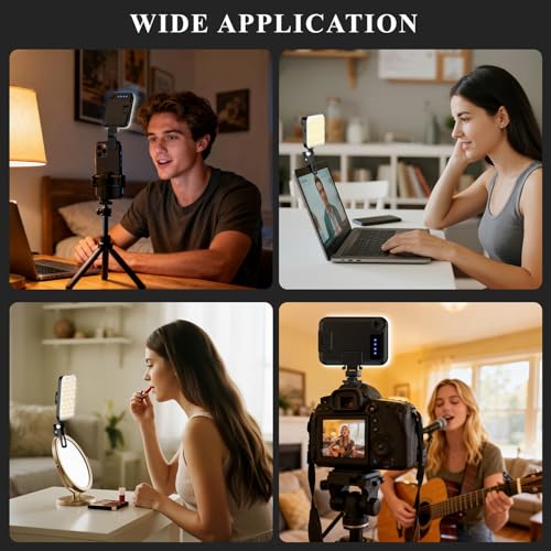 LED Clip-On Selfie Light Portable 500LM Dimmable, 3 Light Modes CRI 95+ for True Colors 2500mAh Rechargeable Battery,Fits Phones/Cameras/Laptops for TikTok/Vlogging/Zoom Calls