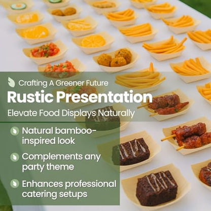 Dtocs 135mm Disposable Wooden Boat Plates 50 Pcs. Biodegradable Wood Serving Boats | Eco-Friendly Food Boats for Sushi, Desserts, Appetizers, Snacks | Alternate to Plastic, Bamboo, Paper Plates - size: 135mm-50 Pcs