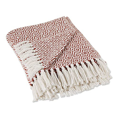 DII Rustic Farmhouse Double Diamond Woven Throw, 50x60, Cinnamon - color: Cinnamon