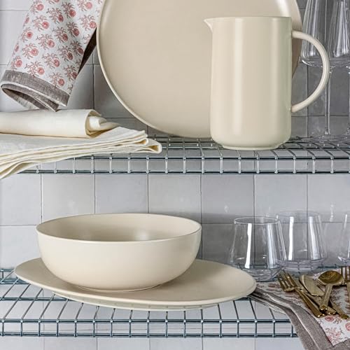 over&back Coupe Stoneware Serving Platter - Elegant 1-Piece Oval Serving Platter to Complete Your Kitchen Set - 16.4" x 11.5" - Semi-Matte Ivory - color: Ivory, size: Oval Platter