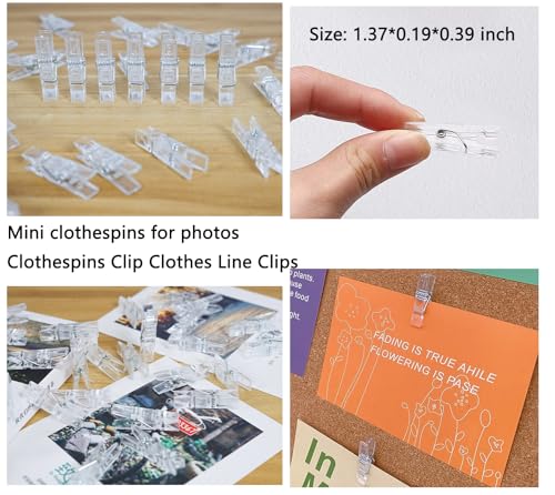 100pcs Photo Clips Mini Transparent Plastic Clear Paper Clips Mini Clothes Pins for Photos String Fairy Lights (100)
