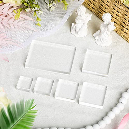 Amyhill 6 Pcs Acrylic Blocks Wedding Flat Lay Props Acrylic Styling Photography Clear Stamp Display Block Set Props Wedding for Scrapbooking Crafts(Square) - style: Square