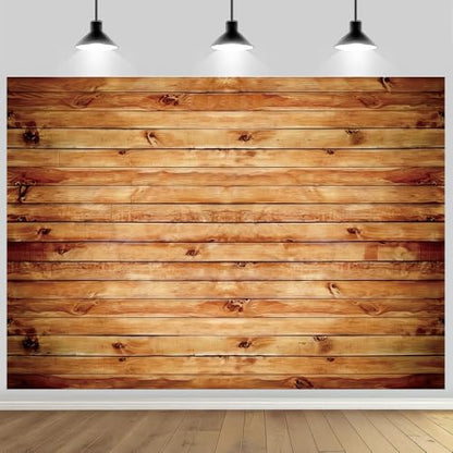 7x5FT Wood Wall Photo Backdrop Rustic Natural Wooden Board Photography Background Birthday Party Baby Shower Cake Table Decoration Banner Studio Booth Prop Supplies Polyester - size: 7X5FT