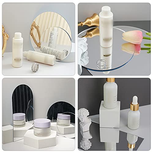Acrylic Mirror Reflection Board Geometric Shape Photo Background Props Set Photography Ornaments Reflective Display Sheet (Silver 5Pcs) - color: Silver