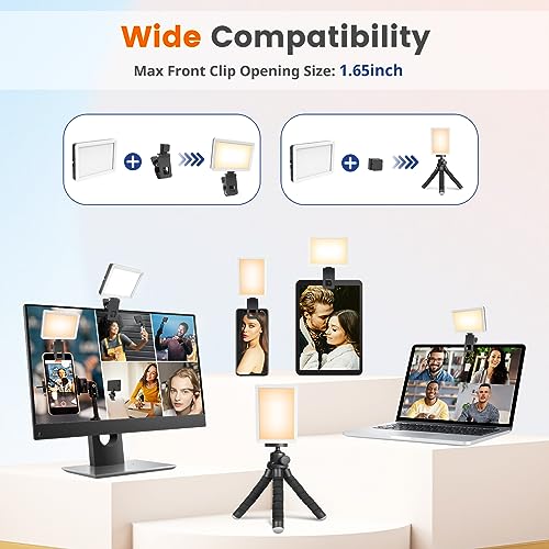 UBeesize Selfie Light with Memory Function, Rechargeable Phone Light for Pictures, iPhone, iPad, Laptop, Monitor, Clip-on Video Light with 3 Light Modes for Live Stream, TikTok, Zoom Calls, Makeup - style: Square Light-1