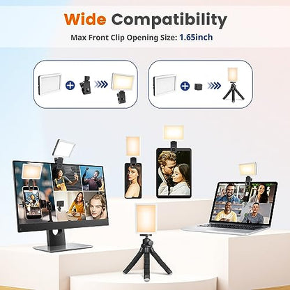 UBeesize Selfie Light with Memory Function, Rechargeable Phone Light for Pictures, iPhone, iPad, Laptop, Monitor, Clip-on Video Light with 3 Light Modes for Live Stream, TikTok, Zoom Calls, Makeup - style: Square Light-1