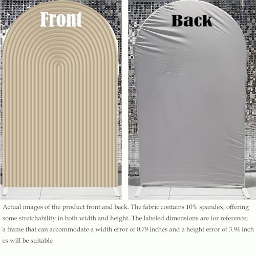2D Printed Ripples Party Arch Cover - Beige, 7.2x4ft - Stretchy Spandex - Wedding & Birthday Occasion - Polyester Material - color: Beige Cover454, size: 7.2x4ft