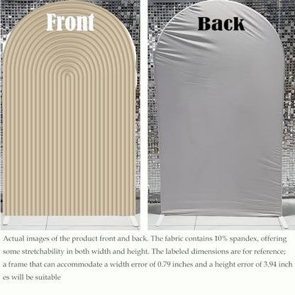 2D Printed Ripples Party Arch Cover - Beige, 7.2x4ft - Stretchy Spandex - Wedding & Birthday Occasion - Polyester Material - color: Beige Cover454, size: 7.2x4ft