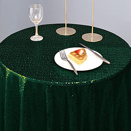 Nanbowang Dark Green Sequin Tablecloth - 60" Round, Perfect for Parties & Events - size: 60" (Round)