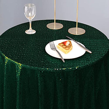 Nanbowang Dark Green Sequin Tablecloth - 60" Round, Perfect for Parties & Events - size: 60" (Round)