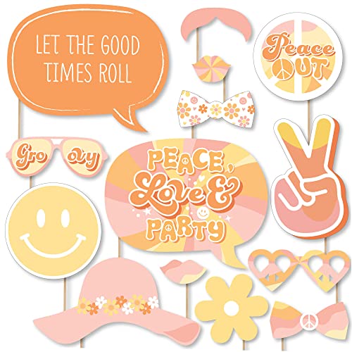 Big Dot of Happiness Stay Groovy - Boho Hippie Party Photo Booth Props Kit - 20 Count