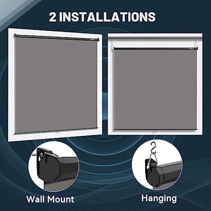 RAUBAY Retractable Pull Down Grey Screen Backdrop - 78.7" x 86.6" Collapsible Wall-Mount Background for Professional Video Production, Photography, TikTok and Video Conferencing - color: Grey, size: Wider(78.7 x 86.6in)