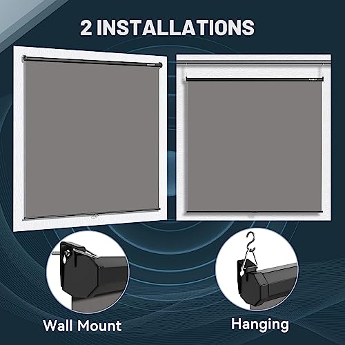RAUBAY Retractable Pull Down Grey Screen Backdrop - 78.7" x 86.6" Collapsible Wall-Mount Background for Professional Video Production, Photography, TikTok and Video Conferencing - color: Grey, size: Wider(78.7 x 86.6in)