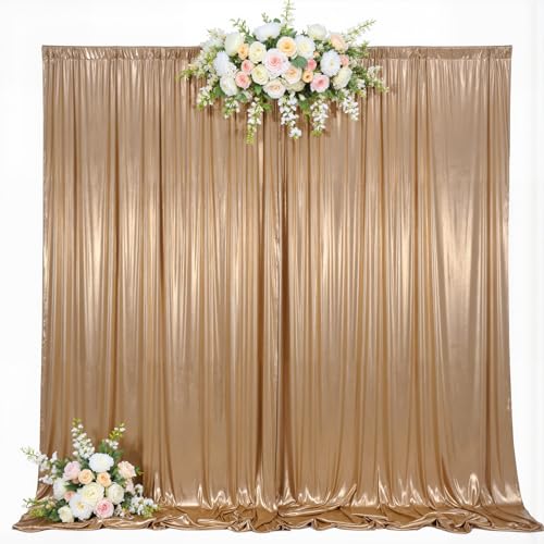 10x10ft Champagne Backdrop Curtains Glitter Sequin Photo Backdrop Curtain Fabric Shimmer Drapes Backdrop Bridal Baby Shower Wedding Birthday Party Photography Backdrops Photoshoot 5x10FT, 2 Panels - color: Champagne, size: 10 ft X 10 ft(2 Panels 5ft X 10f