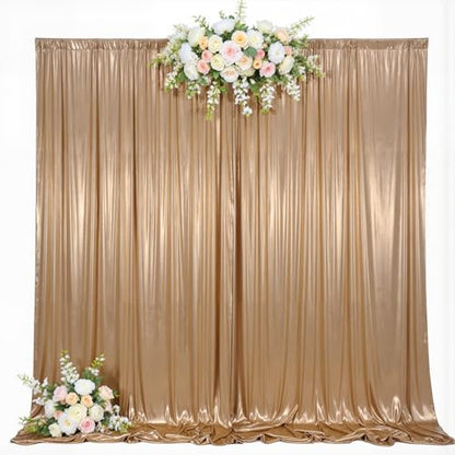 10x10ft Champagne Backdrop Curtains Glitter Sequin Photo Backdrop Curtain Fabric Shimmer Drapes Backdrop Bridal Baby Shower Wedding Birthday Party Photography Backdrops Photoshoot 5x10FT, 2 Panels - color: Champagne, size: 10 ft X 10 ft(2 Panels 5ft X 10f