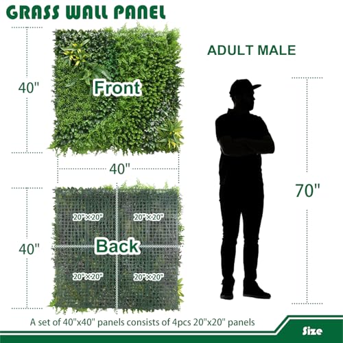 Artificial Grass Wall Panels 40"x40"-6Packs Greenery Backdrop Faux Boxwood Panel Fake Hedge for Garden Wedding Décor Outdoor Green Privacy Fence, 03 Mixed - color: #03Mixed4040, size: 40"x40"