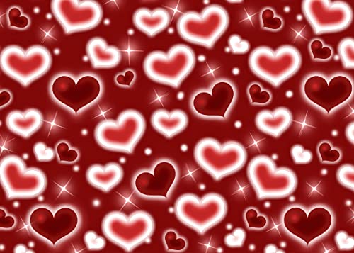 8x8ft Red Heart Backdrop 90s Backdrops for Photoshoot Valentines Decor Banner Birthday Props X-91 - color: Red, size: 8x8ft