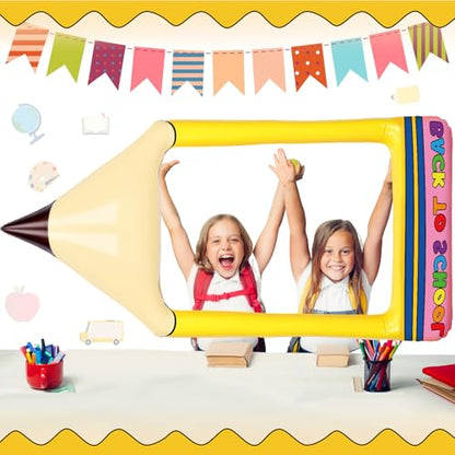 Colingmill 55 Inch Christmas Gingerbread House Photo Frame Inflatable Balloon Decorations Photo Backdrop Booth Selfie Frame Background for Xmas Party Supplies(Pencil) - style: Pencil