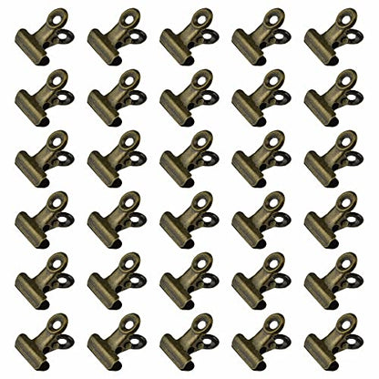HAHIYO 0.87inch Brown Bulldog Clips Metal File Hinge Binder Clips Clamps Save Space Strong Spring Jaws Rock Solid Grip Book Lay Flat Deburred Edge for Hang Photos Wall Grid Dog Food 30PCS - size: Brown-0.87in-30P
