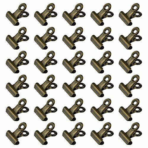 HAHIYO 0.87inch Brown Bulldog Clips Metal File Hinge Binder Clips Clamps Save Space Strong Spring Jaws Rock Solid Grip Book Lay Flat Deburred Edge for Hang Photos Wall Grid Dog Food 30PCS - size: Brown-0.87in-30P