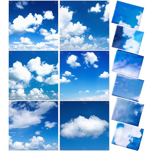 6 Pcs x 2 ft Fluorescent Light Covers with 48 Magnets for Fluorescent Light Shade Drop Ceiling Filters for Classroom Office Kitchen Decor(Blue Sky) - style: Blue Sky