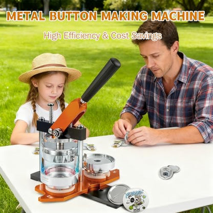1+1.25+2.28in Round Fridge Magnet Maker Machine, Button Maker Press Kit with Photo Cutter + 150 Set Magnet + 150 Set Pin Materials+ 100 Sheets of Photo Paper