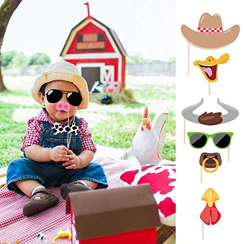 Farm Animal Photo Booth Props,Farm Animal Wedding Bridal Shower Birthday Party Supplies Baby Shower Decorations 25CT